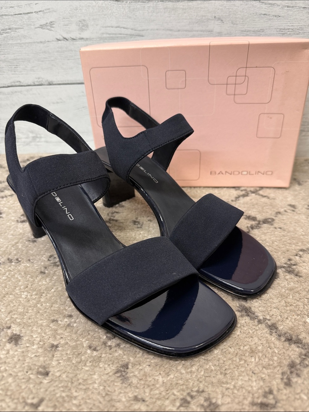 NWT Bandolino Navy Block-Heel Slingback Sandals